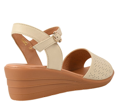 Sandale casual, dama, FORMAZIONE, 50072 crem, piele naturala, platforma